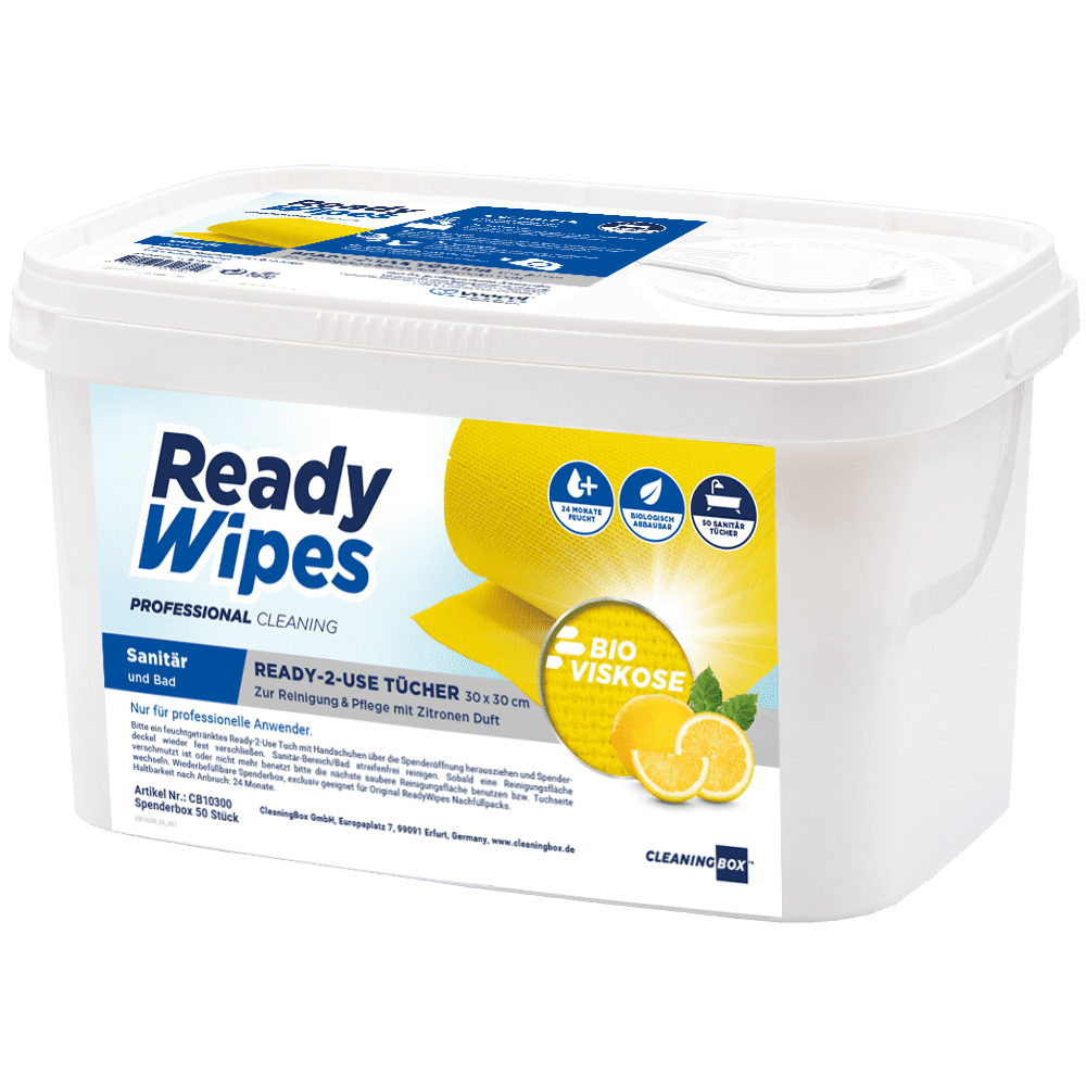 CleaningBox 5-in-1 Kompostierbare ReadyWipes Sanitär & Bad 50er Nachfüller Gelb, 30x30 cm (Kopie)