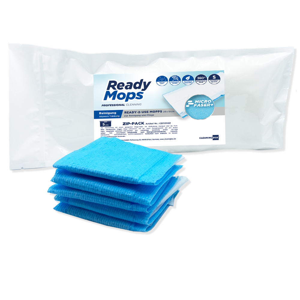 CleaningBox ReadyMops S Allzweck Reichweite 20 m², 25x13 cm, blau, 5er ZIP-Pack