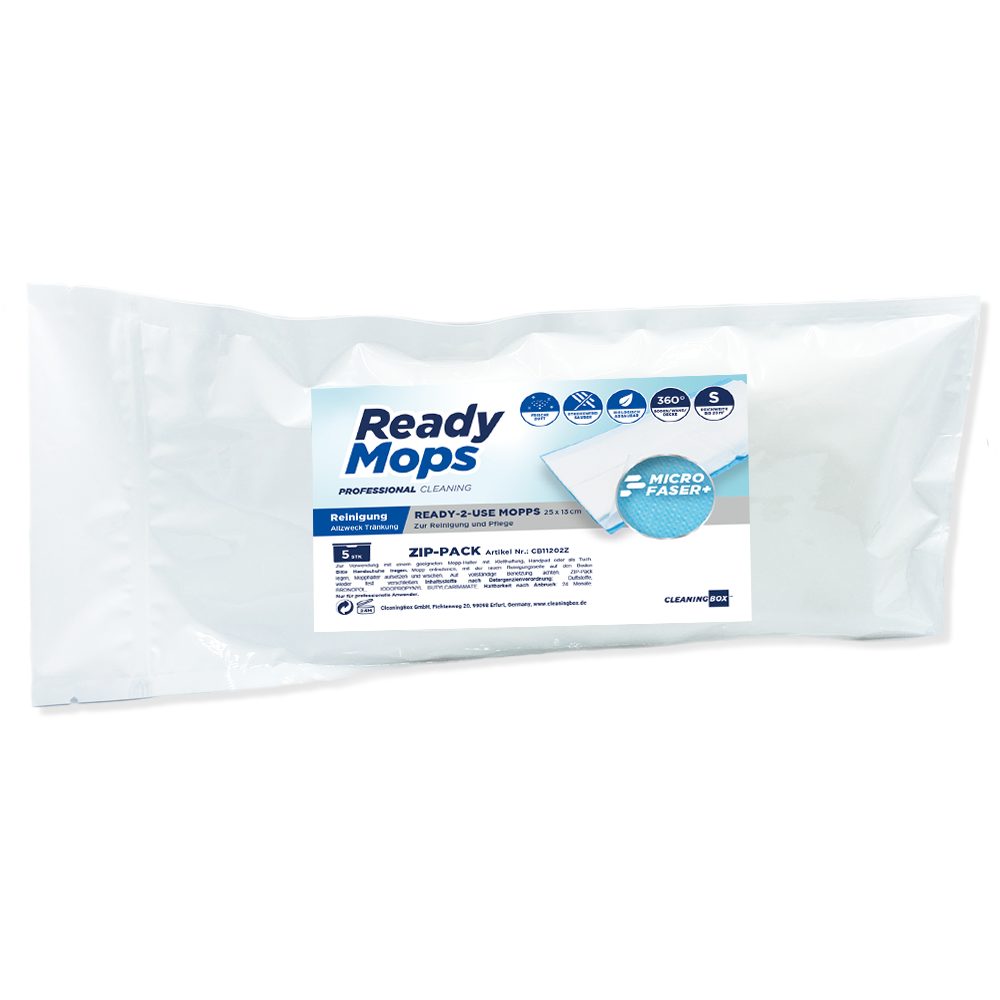 CleaningBox ReadyMops S Allzweck Reichweite 20 m², 25x13 cm, blau, 5er ZIP-Pack