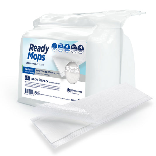 CleaningBox ReadyMops M Allzweck Reichweite 20 m², 42x13 cm, weiß, 2 x 20er Nachfüllpack