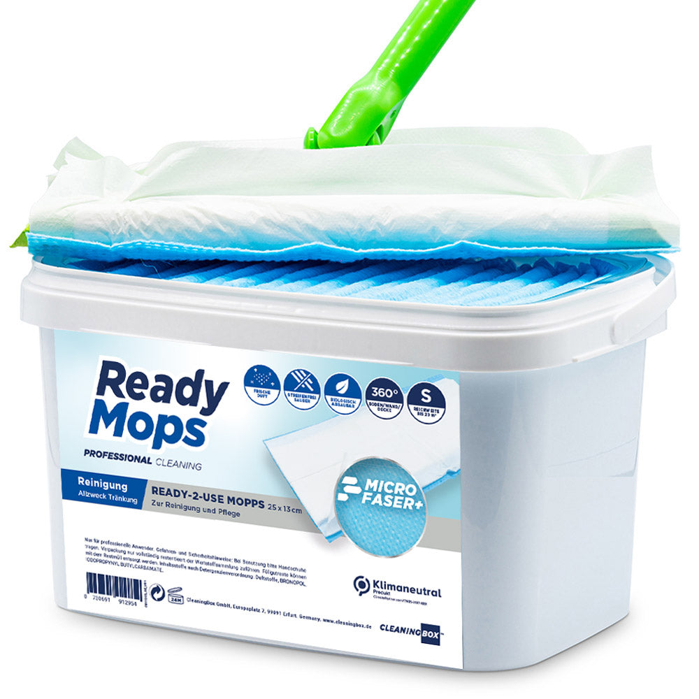 CleaningBox ReadyMops S Allzweck Reichweite 20 m², 25x13 cm, blau, 2 x 20er Nachfüllpack