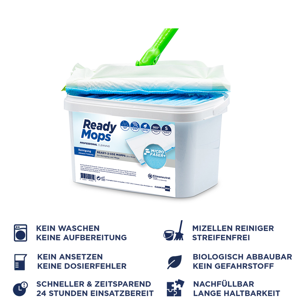 CleaningBox ReadyMops S Allzweck Reichweite 20 m², 25x13 cm, blau, 5er ZIP-Pack